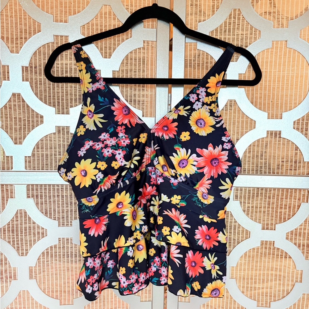SHEIN Black Floral Swim Camisole